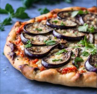 Pizza Parmigiana, aubergines